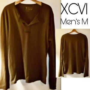 XCVI men's Med long sleeve v neck seamed shirt.